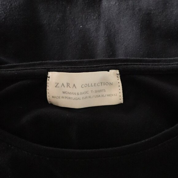 Zara Women's Black XL Basic Crewneck Casual Stretch Short Sleeve T-Shirt - Picture 7 of 8